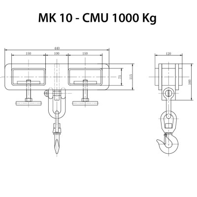 Palonnier pour fourches 1000 Kg