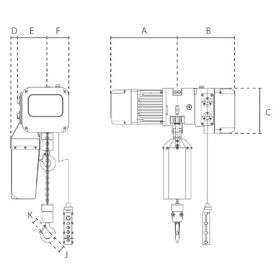 Dimension palan électrique 400 V