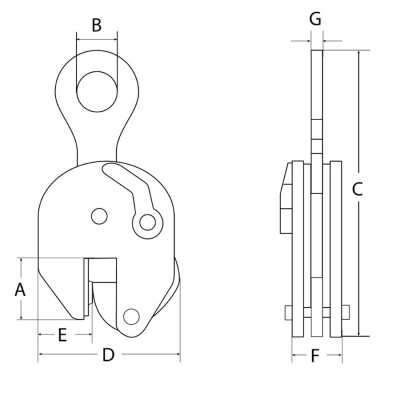 Pince de levage vertical CS dimensions