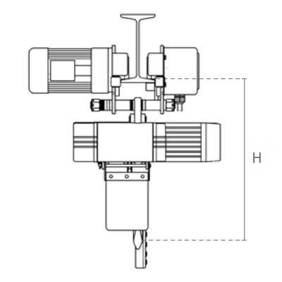 Palan électrique à chaine avec chariot motorisé dessin