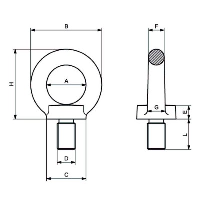 Anneau de levage Mâle Zingué dimensions