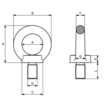 Anneau de levage INOX Mâle dimensions