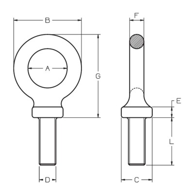 Anneau de levage Mâle Zingué tige longue dimension