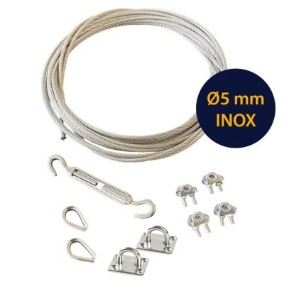 Kit Câble INOX Ø5 mm fixation pontet sur platine