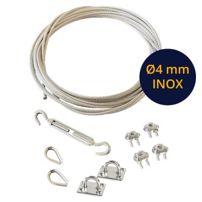 Kit Câble INOX diamètre 4 mm fixation pontet sur platine