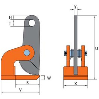 Pince lève tôle horizontal Pewag HXW dimensions