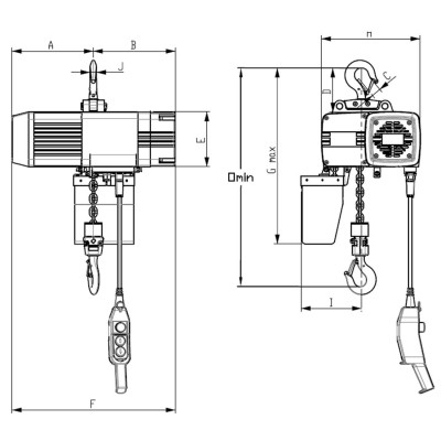 Palan électrique à chaine 250 Kg TRACTEL