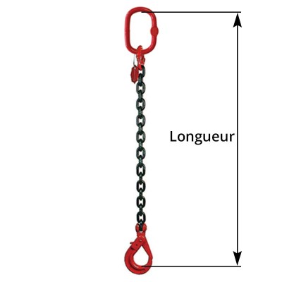 Élingue chaine 1 brin crochet automatique longueur chaine