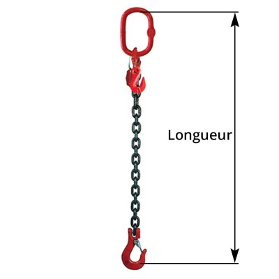 Chaine de levage 1 brin crochet à linguet avec raccourcisseur