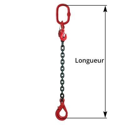 Élingue chaine 1 brin crochet automatique avec raccourcisseur longueur