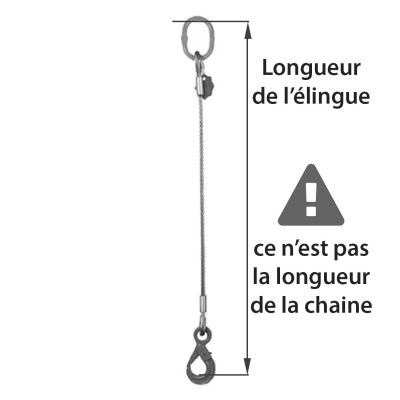 Elingue câble 1 Brin Crochet Auto Norme EN 13414-2+A2