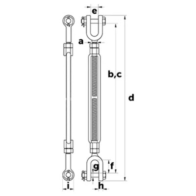 Tendeur chape/chape Grin Pin dimensions