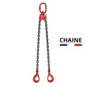 Élingue chaine de levage 2 brins crochet automatique avec raccourcisseur