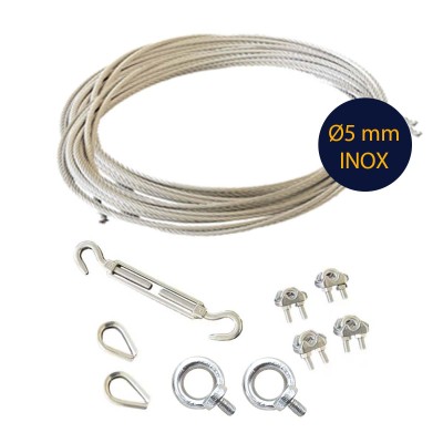 Kit Câble INOX Garde Corps Ø5 mm fixation anneau mâle