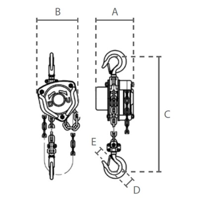 Palan manuel  à chaine Atex 1 CMU 0.5 à 2 Tonnes