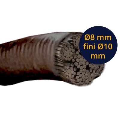 Câble acier GAINÉ noire Ø8 mm fini Ø10 mm