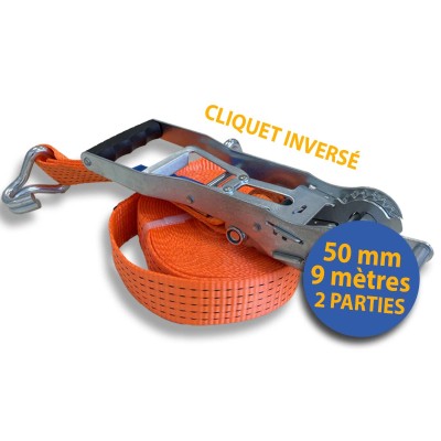 Sangle d'arrimage largeur 50 mm longueur 9m à cliquet inversé