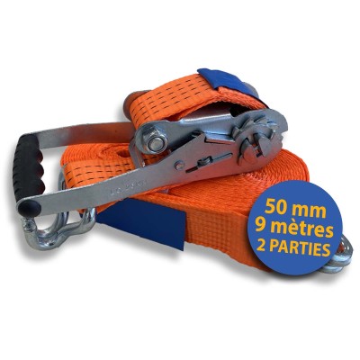 Sangles à cliquet arrimage camion largeur 50 mm longueur 9m