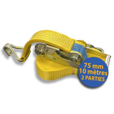 Sangle d'arrimage à cliquet largeur 75 mm longueur 10m