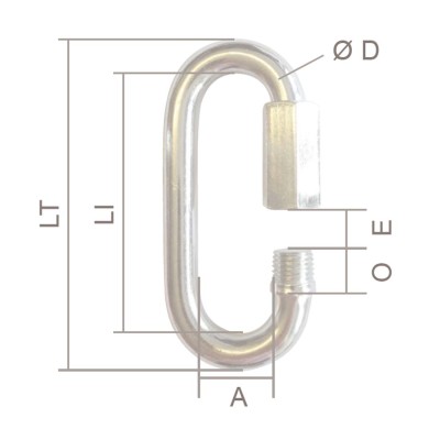 Maillon rapide à grande ouverture galvanisé dimensions