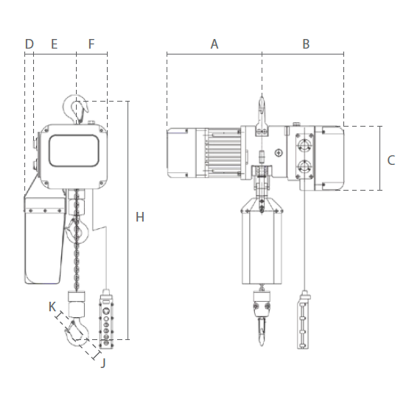 Palan électrique à chaine 230 V fixation crochet