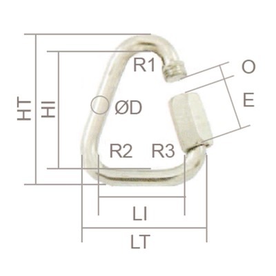 Maillon rapide Delta acier galvanisé dimensions