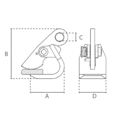 Pince levage horizontale dimension