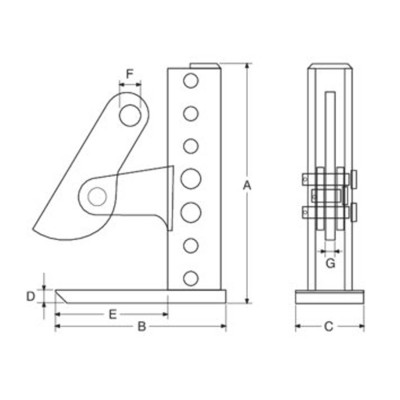 Pince levage horizontale réglable dimensions