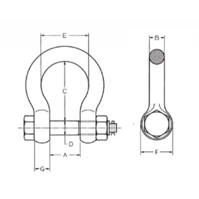 Manille de levage lyre HR axe boulonné goupillé dimensions