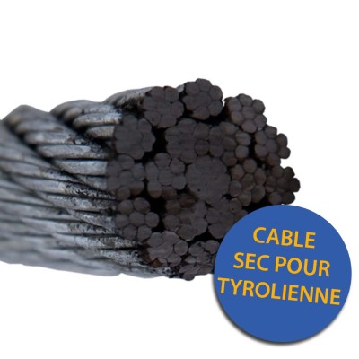 Câble acier galva sec antigiratoire 19 x 7 pour tyrolienne