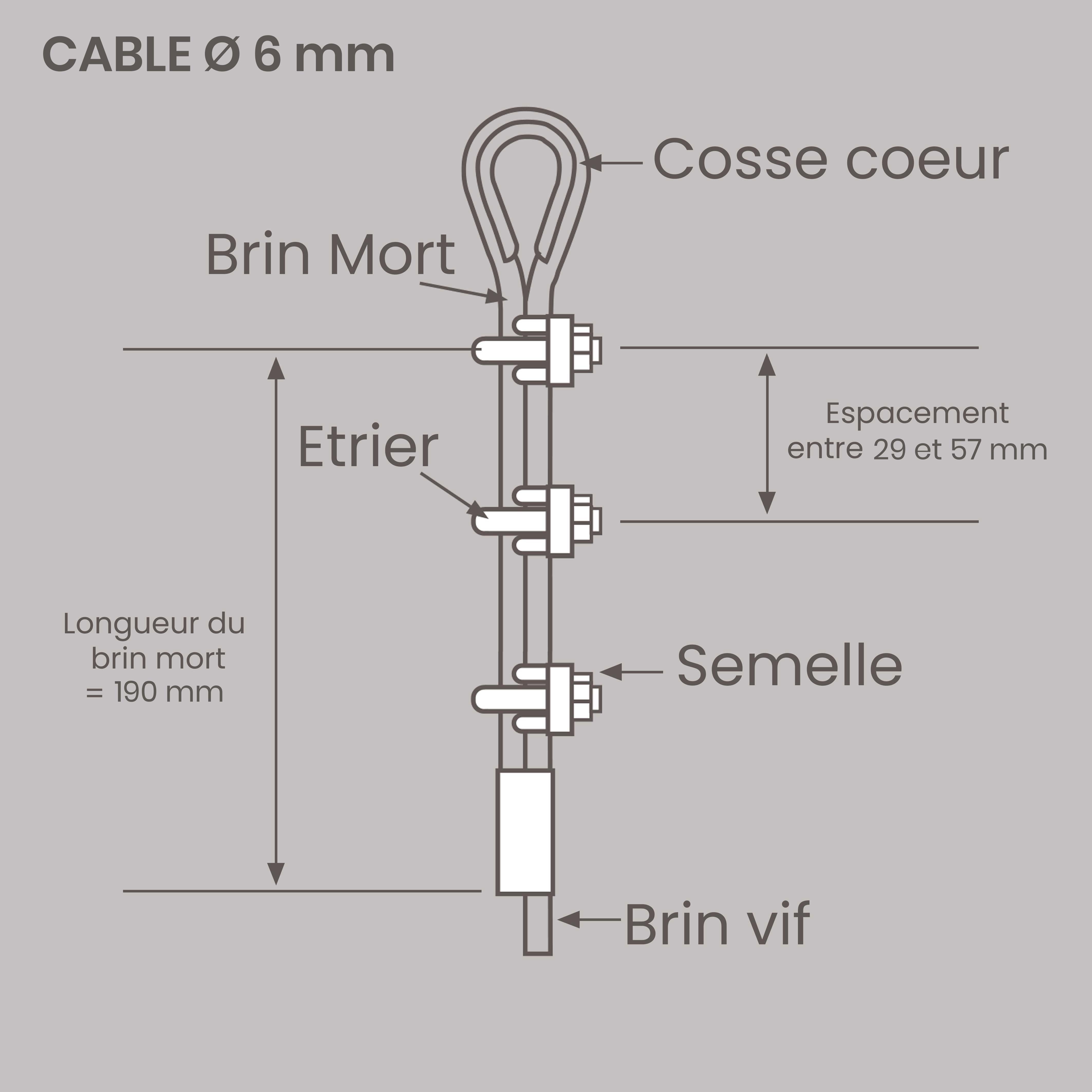 Montage serre cable diametre 6