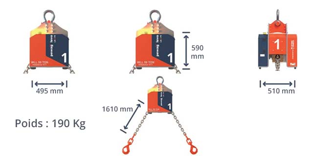 Dimensions équilibreur de charge 5 T
