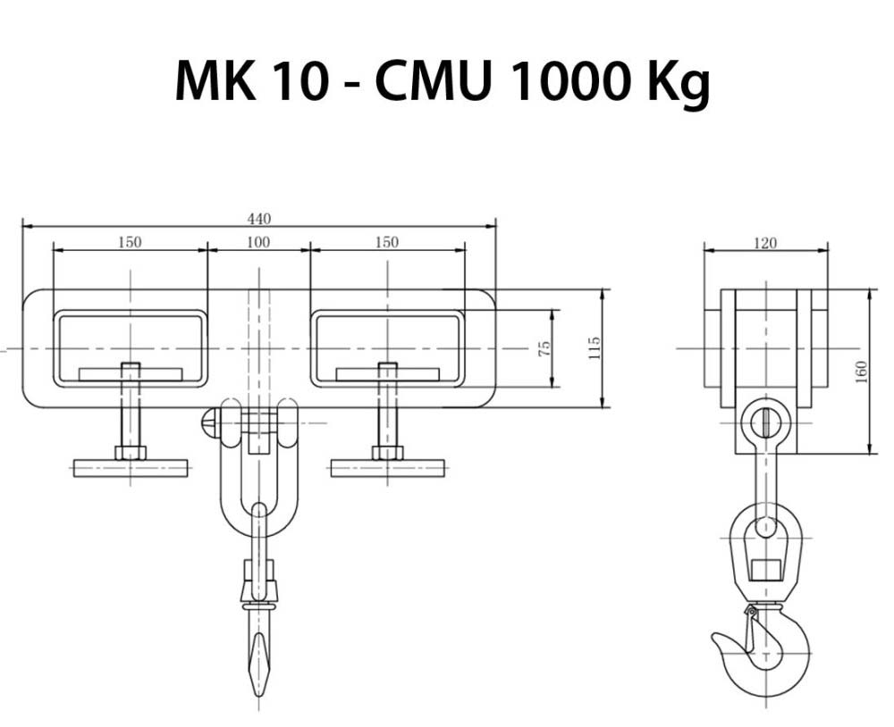 palonnier pour chariot élévateur 1000 Kg