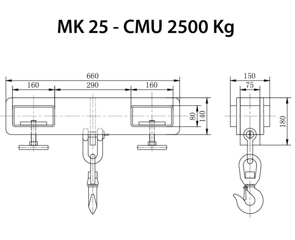 Palonnier pour chariot CMU 2500 Kg